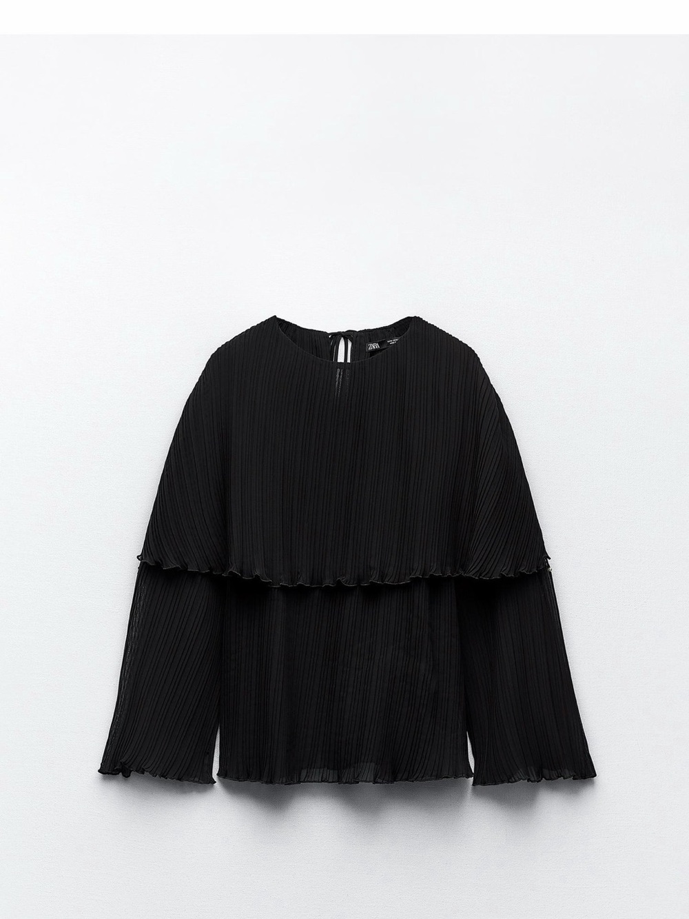 NWT Zara Black Pleated Ruffle Blouse Sz S